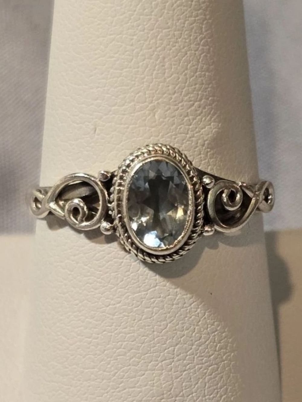 Blue Topaz Ring In Sterling Silver, Southwestern
